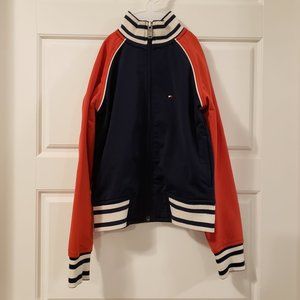 Tommy Hilfiger Boy's Orange Navy Polyester Bomber Jacket - Size XS or 4/5